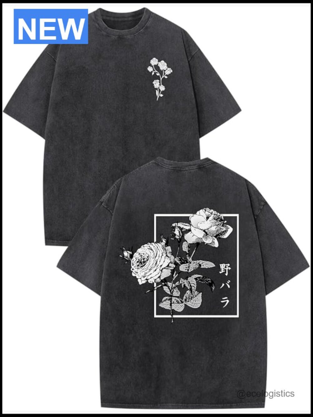 Japanese Harajuku Rose Floral Graphic Tee Oversized Vintage T-Shirt